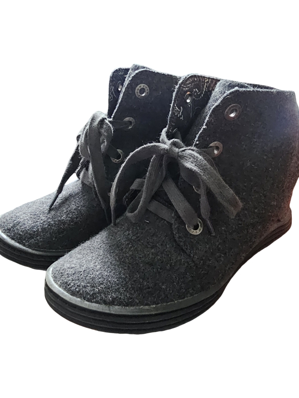 Blowfish Malibu Hidden Wedge Lace Up Ankle Boots Gray Size 7